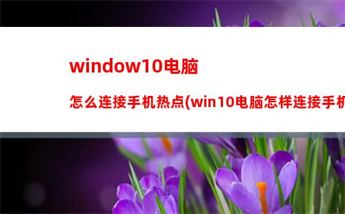 window10电脑怎么连接手机热点(win10电脑怎样连接手机热点)
